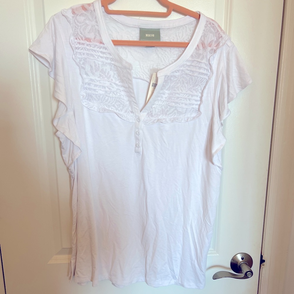 New w/tags Anthropologie White Lace Shirt Xl